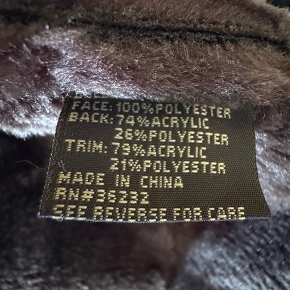 Giacca Brown Faux Shearling Trim Moto Jacket XL - Picture 6 of 6